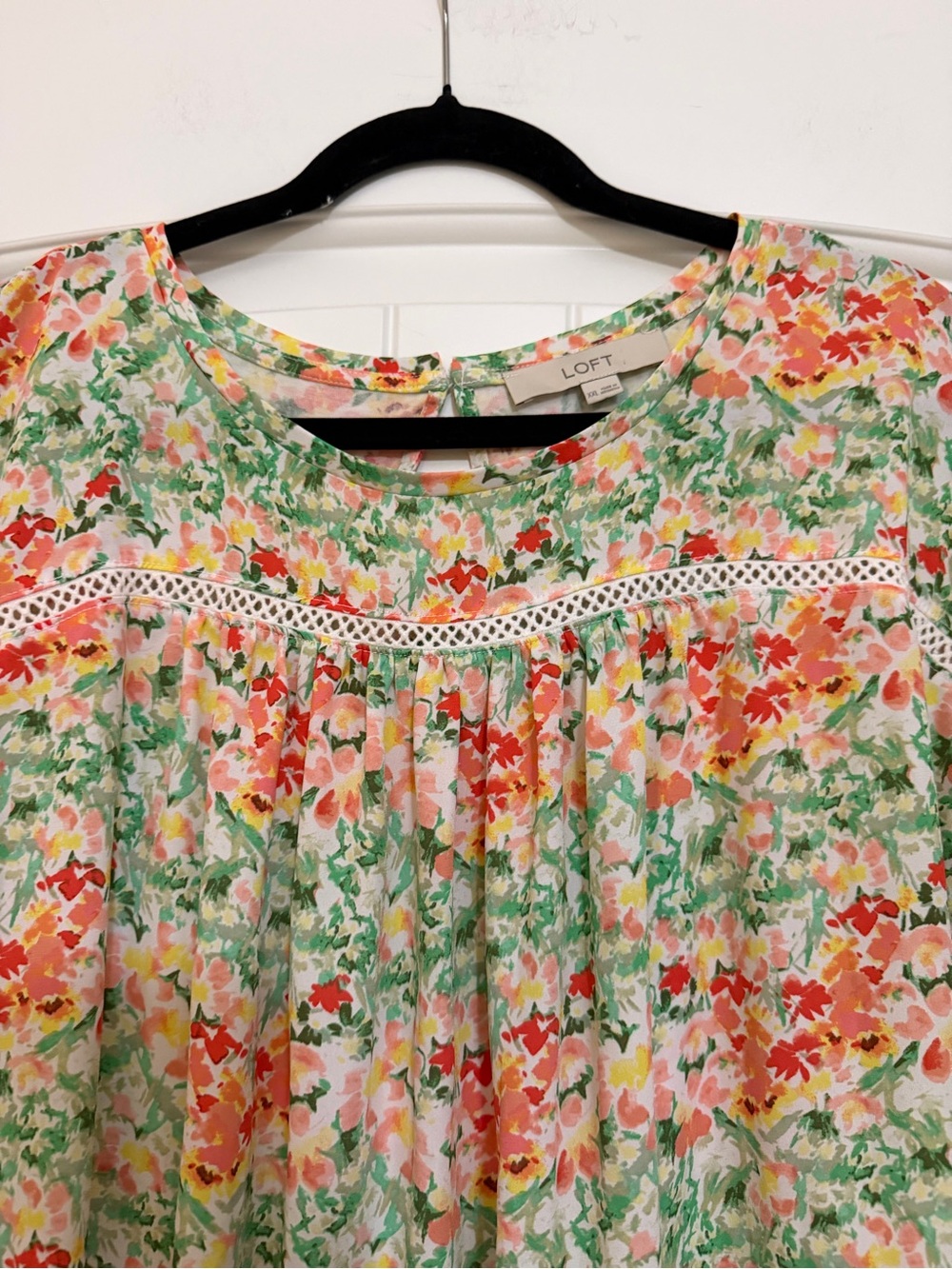 LOFT Floral Blouse in Green, Pink, Orange - Picture 3 of 16